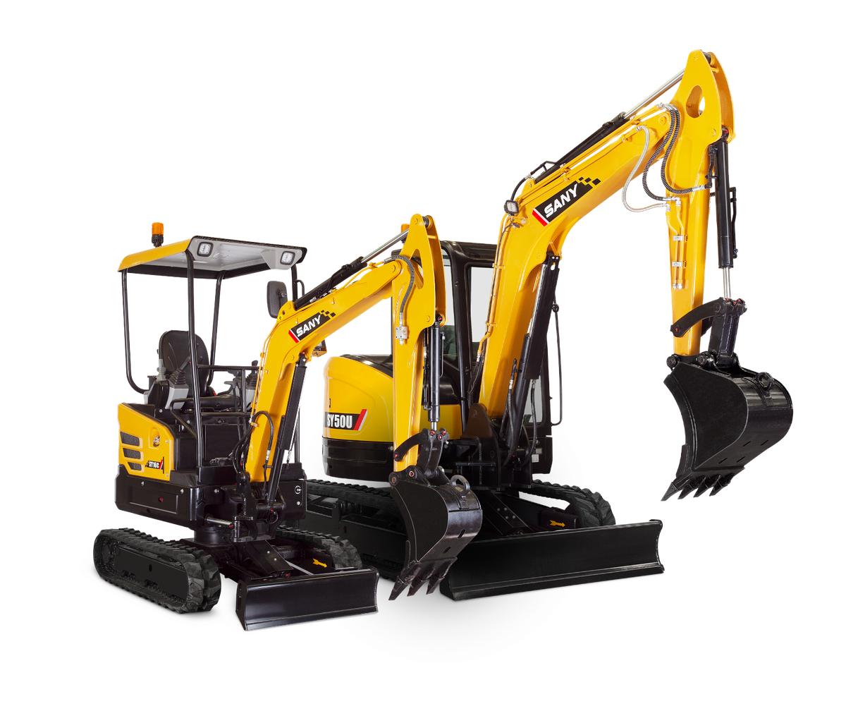 Two Sany Mini Excavators Displayed for May Day's Sale