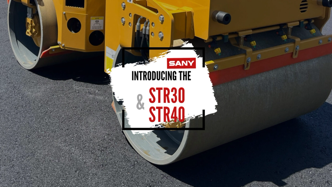SANY dual roller with text reading: Introducing the STR30 and STR40