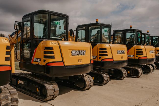 SANY SY60C excavators lined up