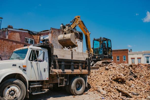 SANY excavator scooping rubble