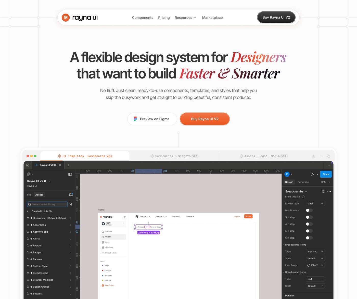 Rayna UI V2 home page