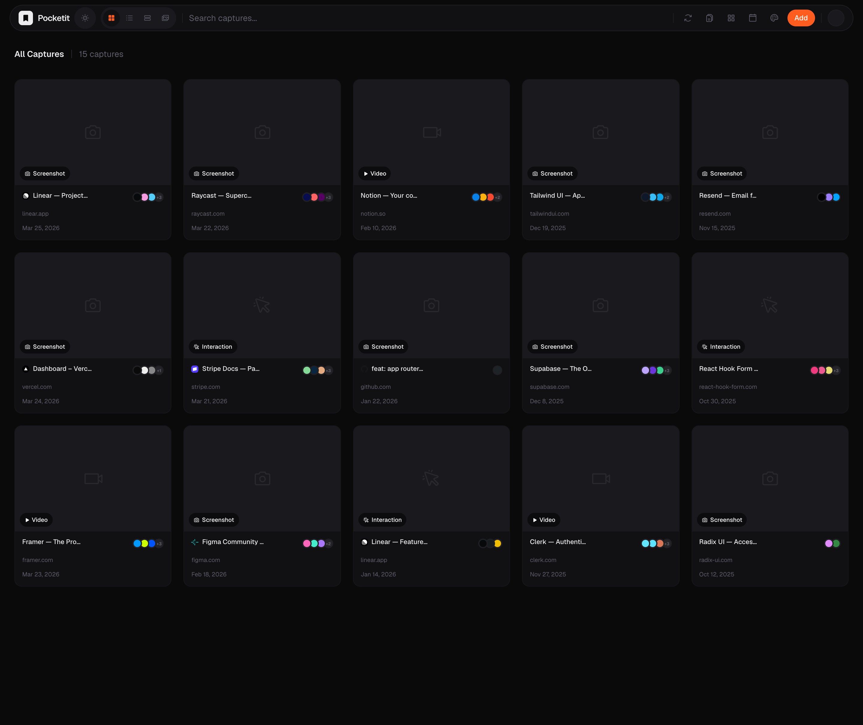 Pocketit dashboard