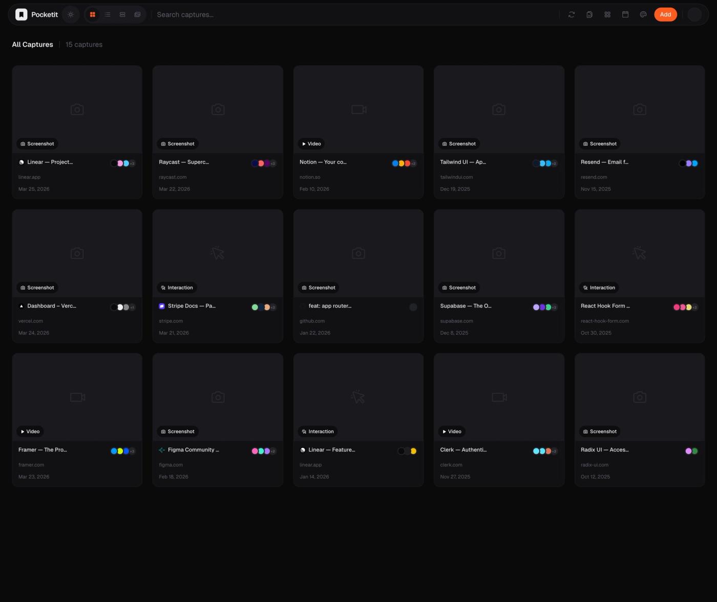 Pocketit dashboard