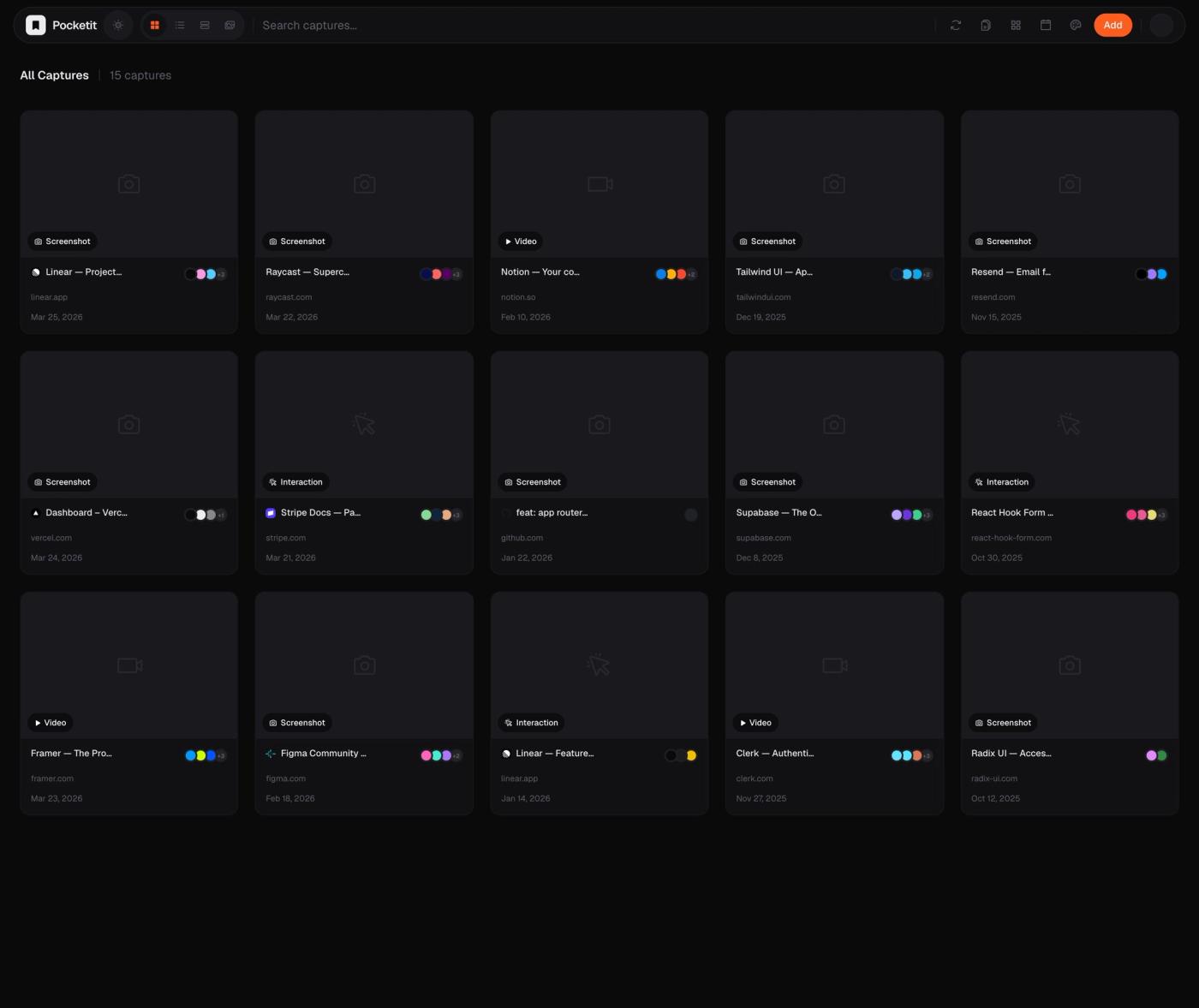 Pocketit dashboard