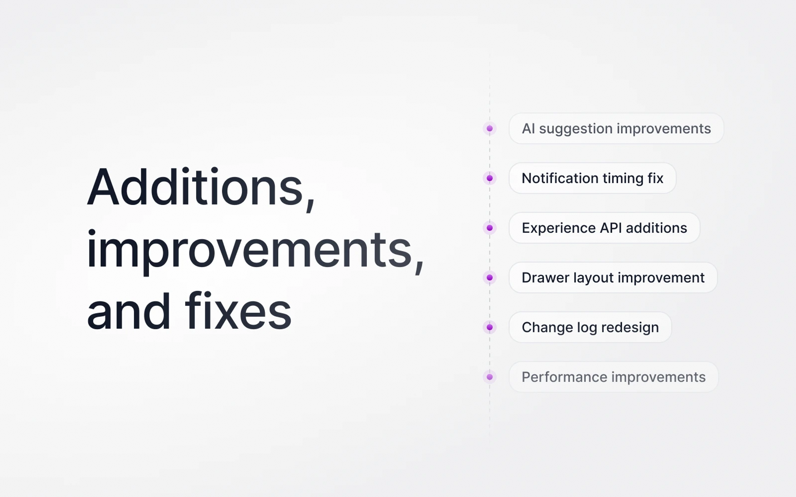 Experience API additions, notification fix, drawer layout improvements, and more.