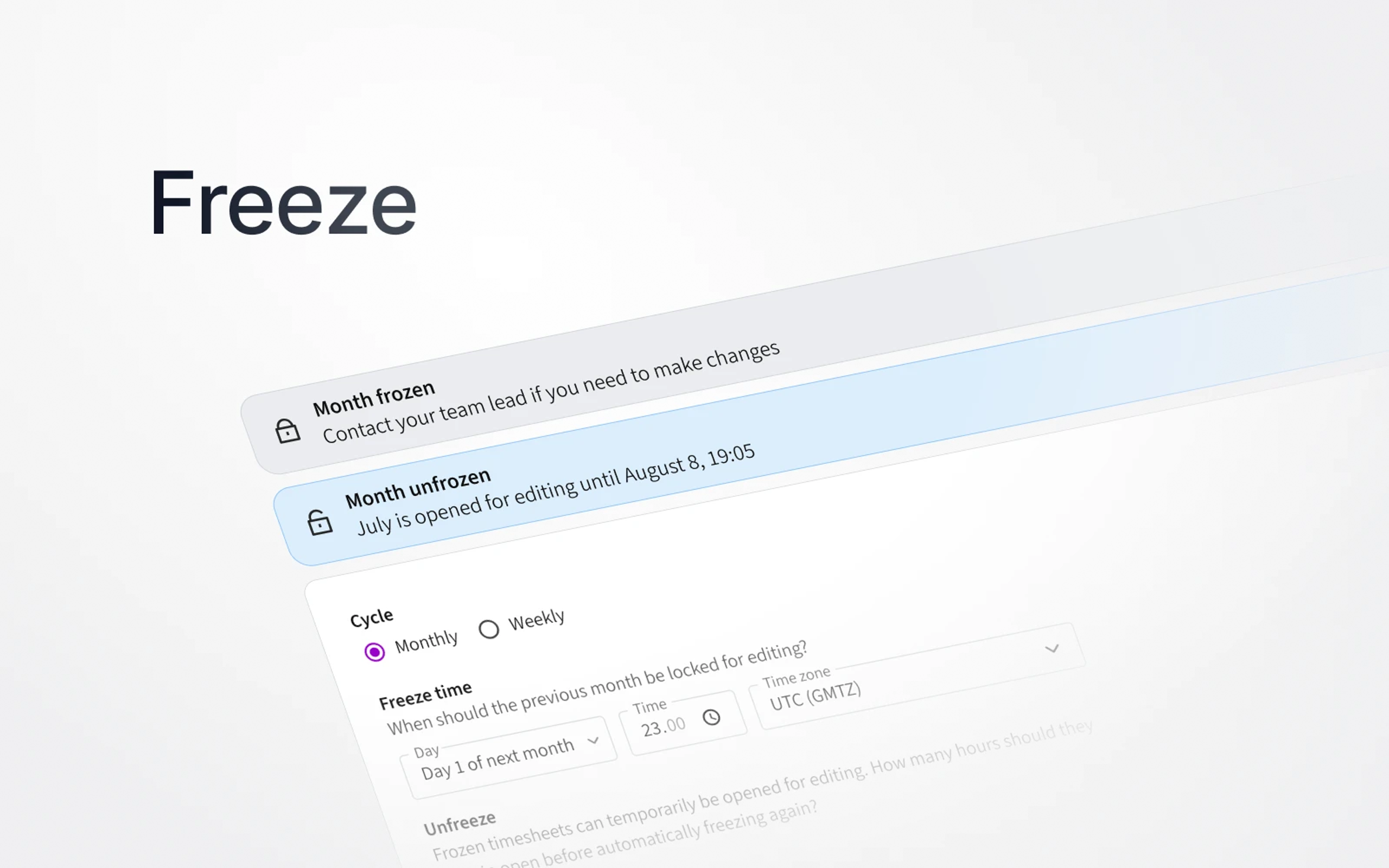 Examples of freeze functionality