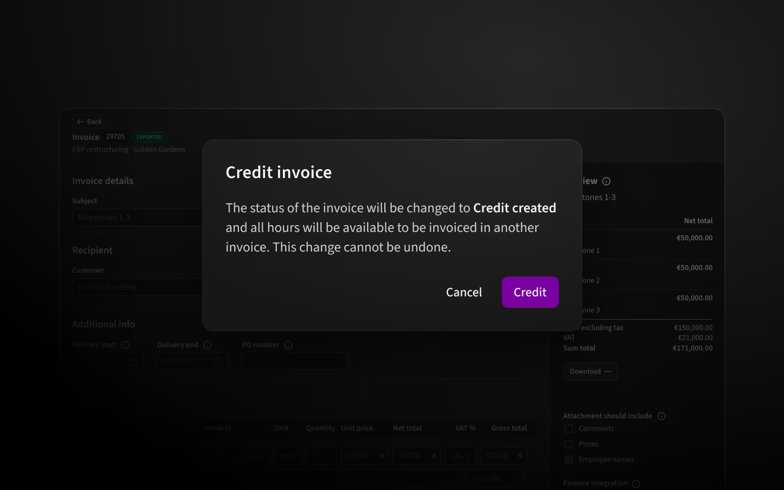 Invoicing now includes a dedicated lifecycle for credit invoices.