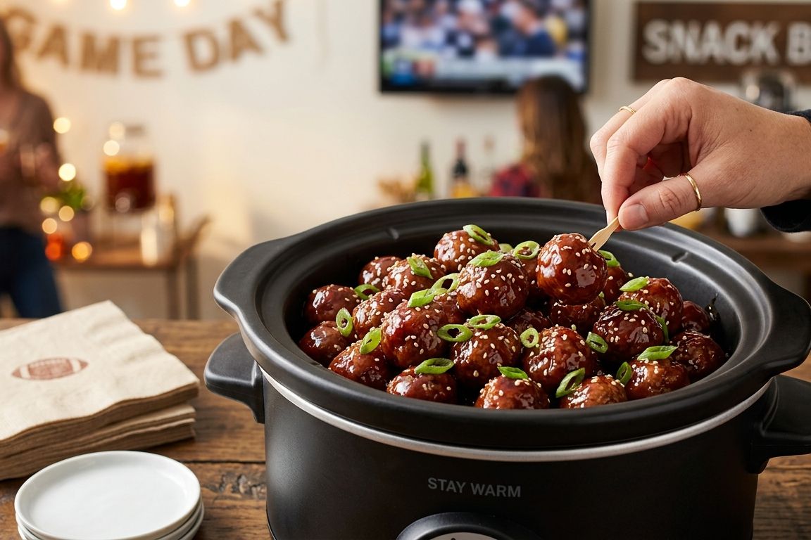 Crockpot Grape Jelly Meatballs for a Crowd