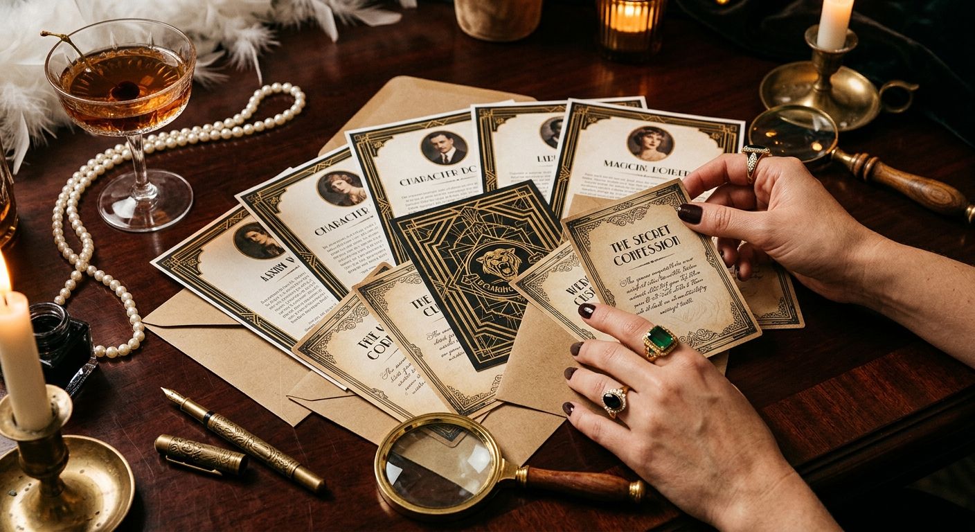 1920s Speakeasy Murder Mystery Character Cards & Clues (10-12 Players)