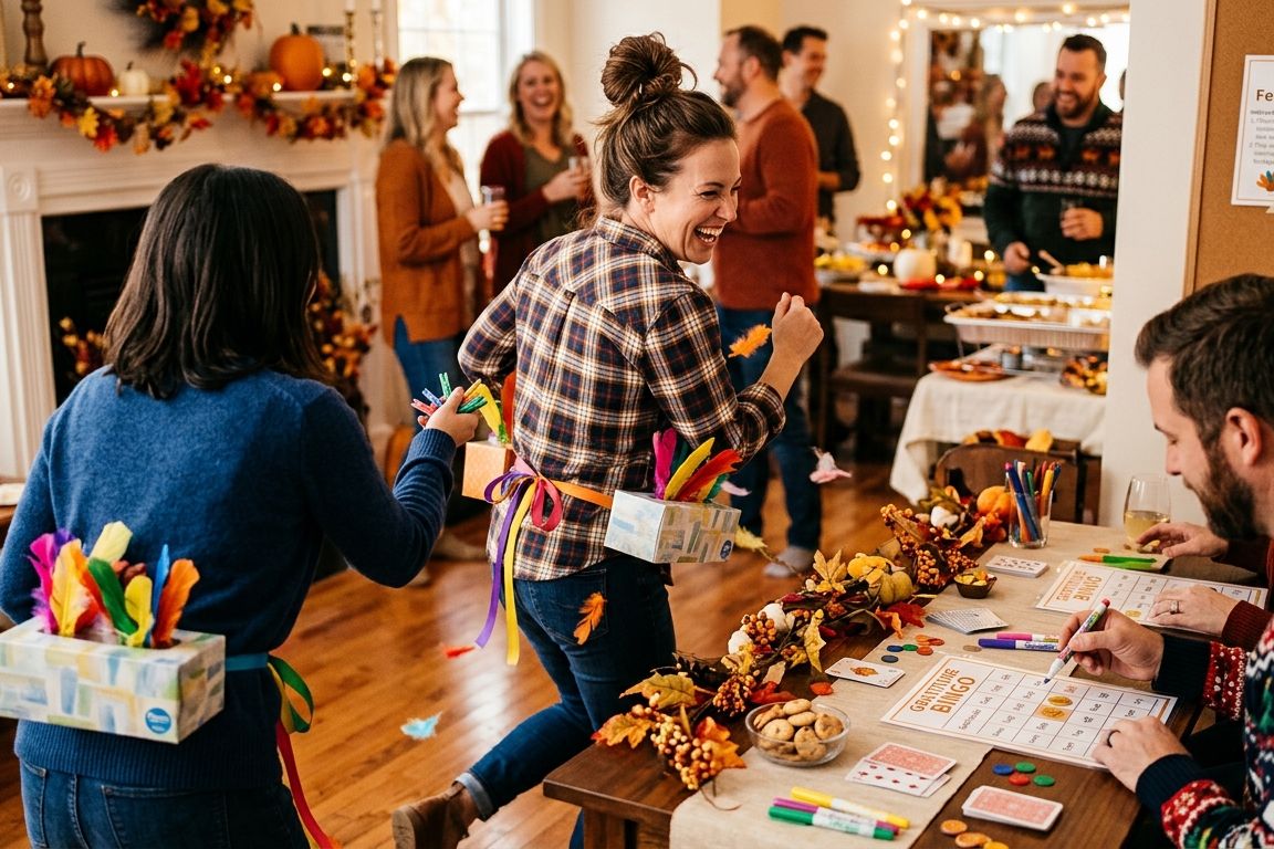 Turkey Feather Tag & Gratitude Bingo: The Ultimate Thanksgiving Party Duo