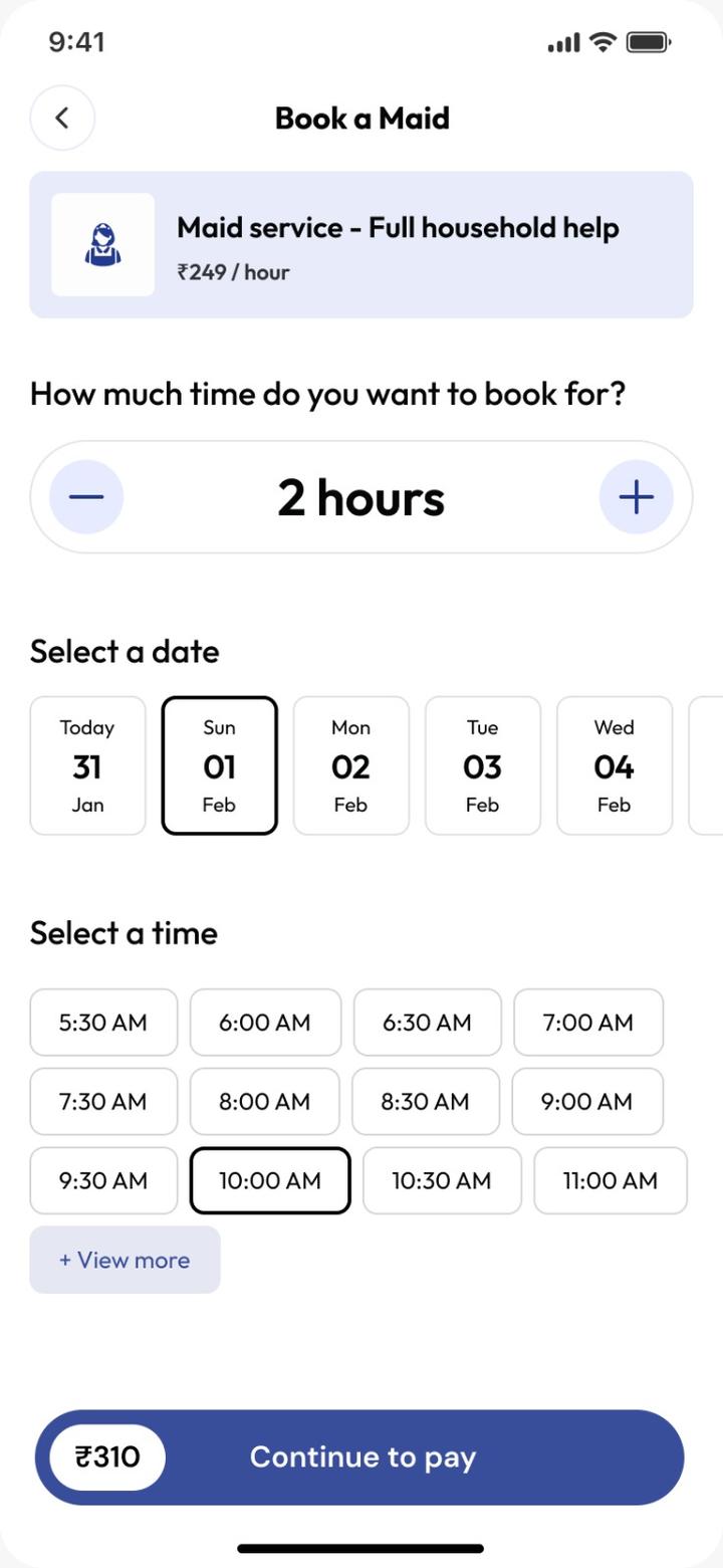 Clean Fanatics app: Booking