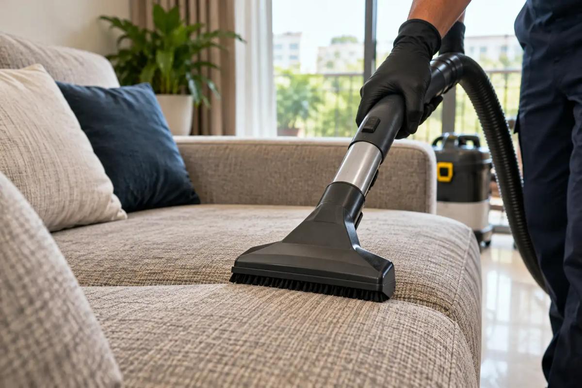 HEPA vacuuming as part of professional sofa cleaning methods.