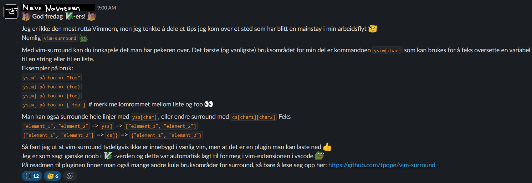 Tipset blester vim-surround plugin