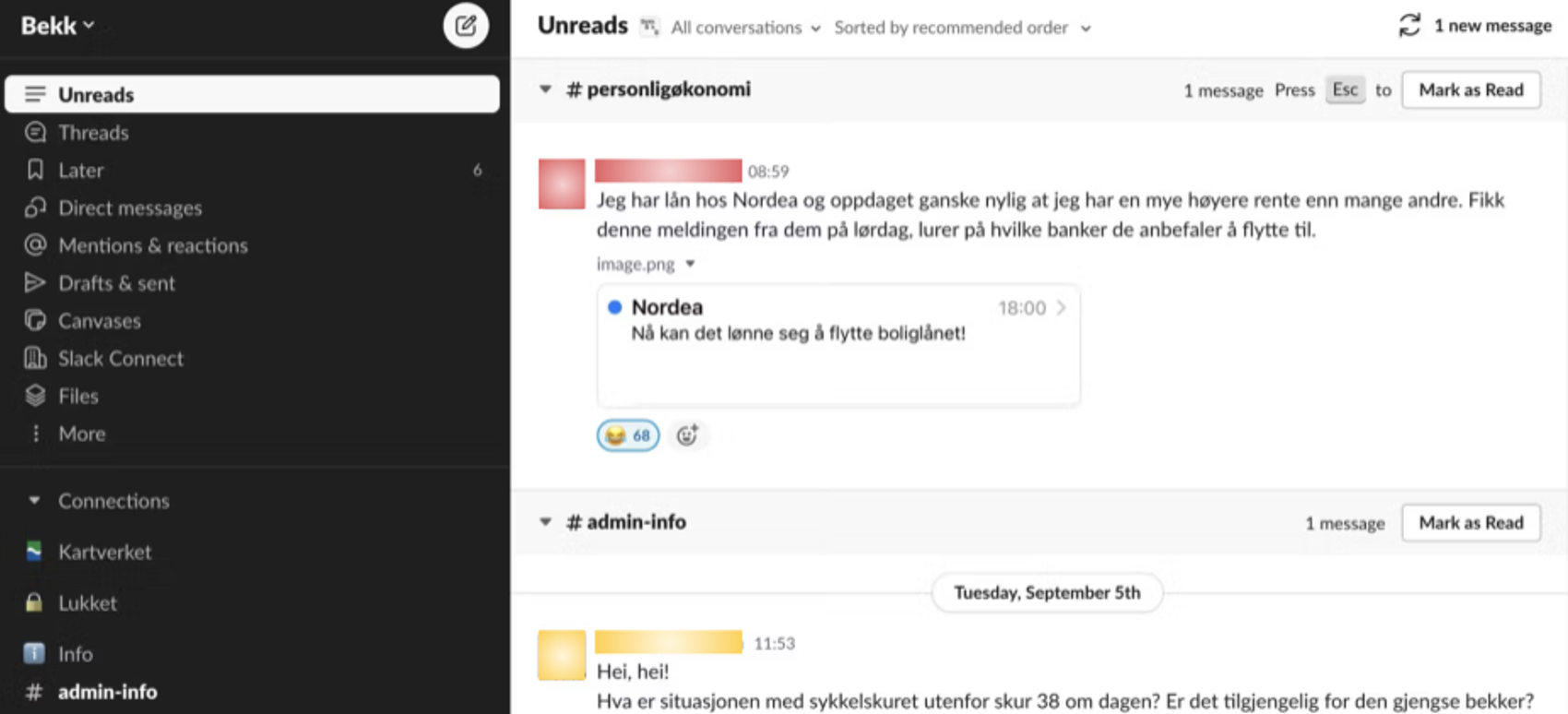 Skjermbilde fra Slack