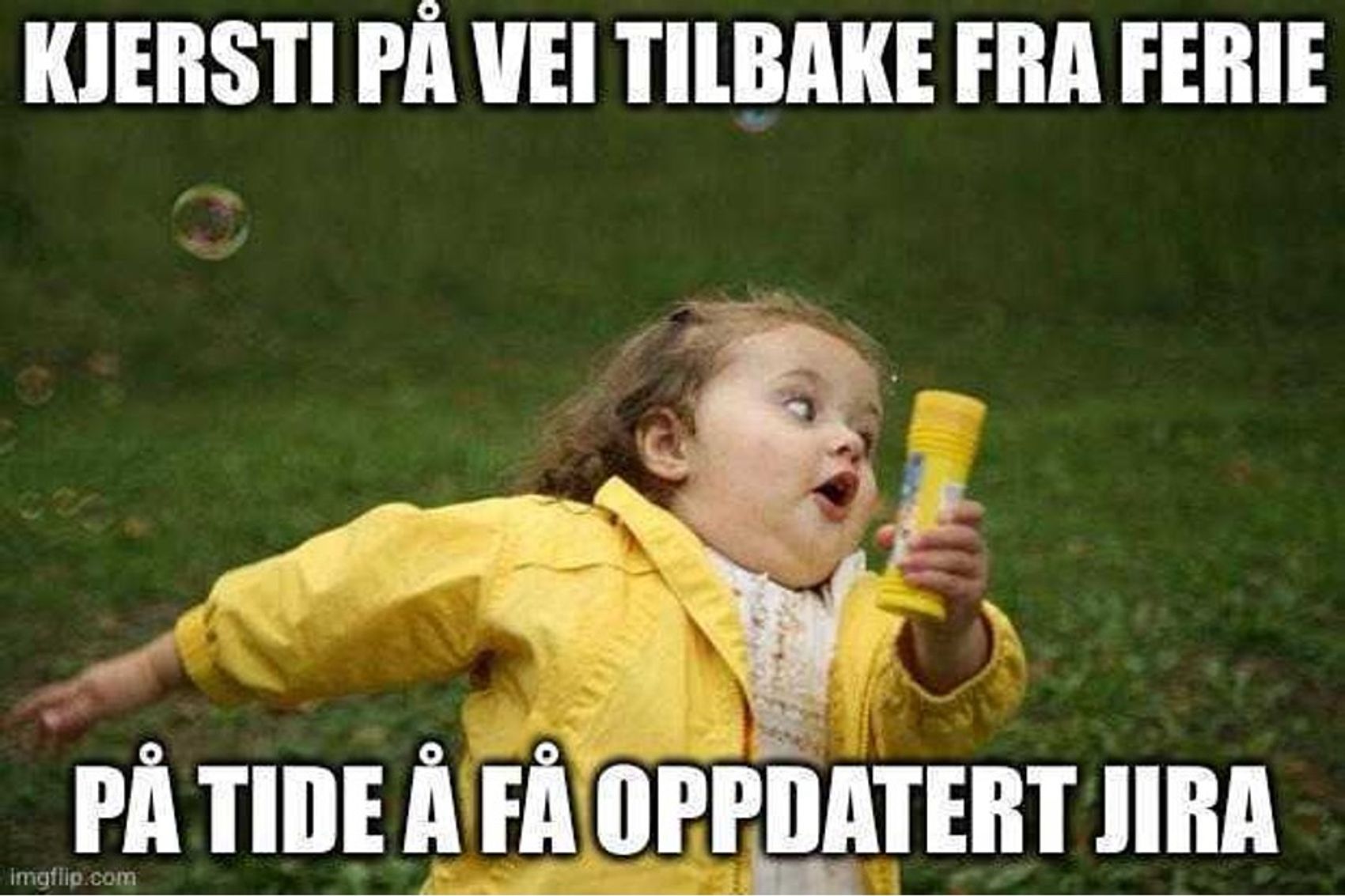 Kjersti på vei tilbake fra ferie - på tide å oppdatert Jira.