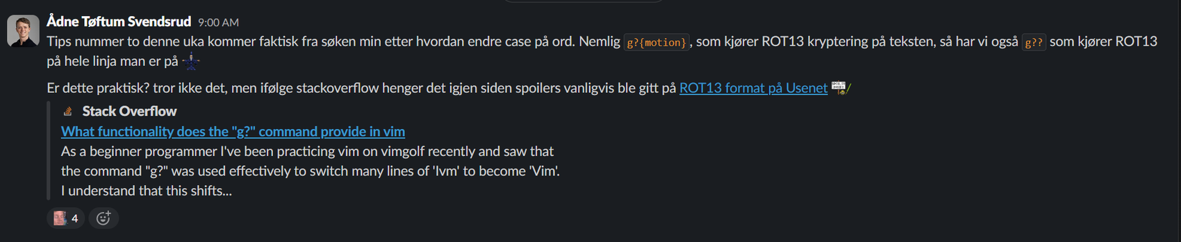 Tipset sier at g? ROT13 enkoder tekst