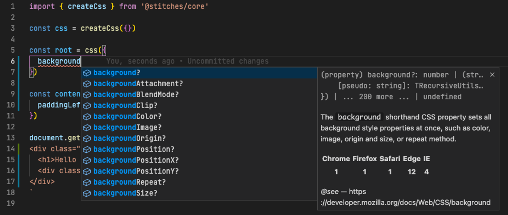 CSS Autocompletion