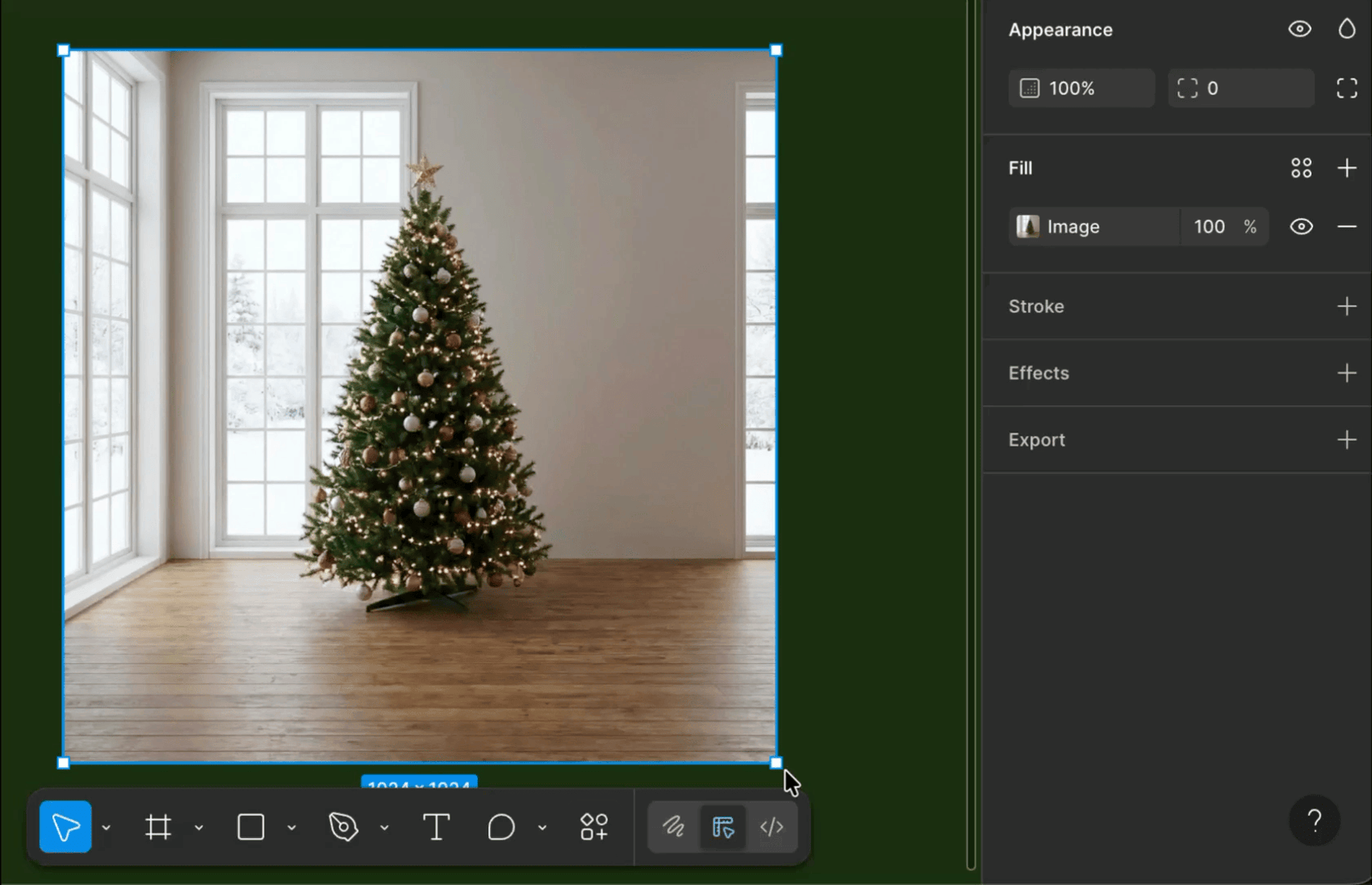 En loopende GIF som viser hvordan man fjerner bakgrunnen fra et bilde i Figma
