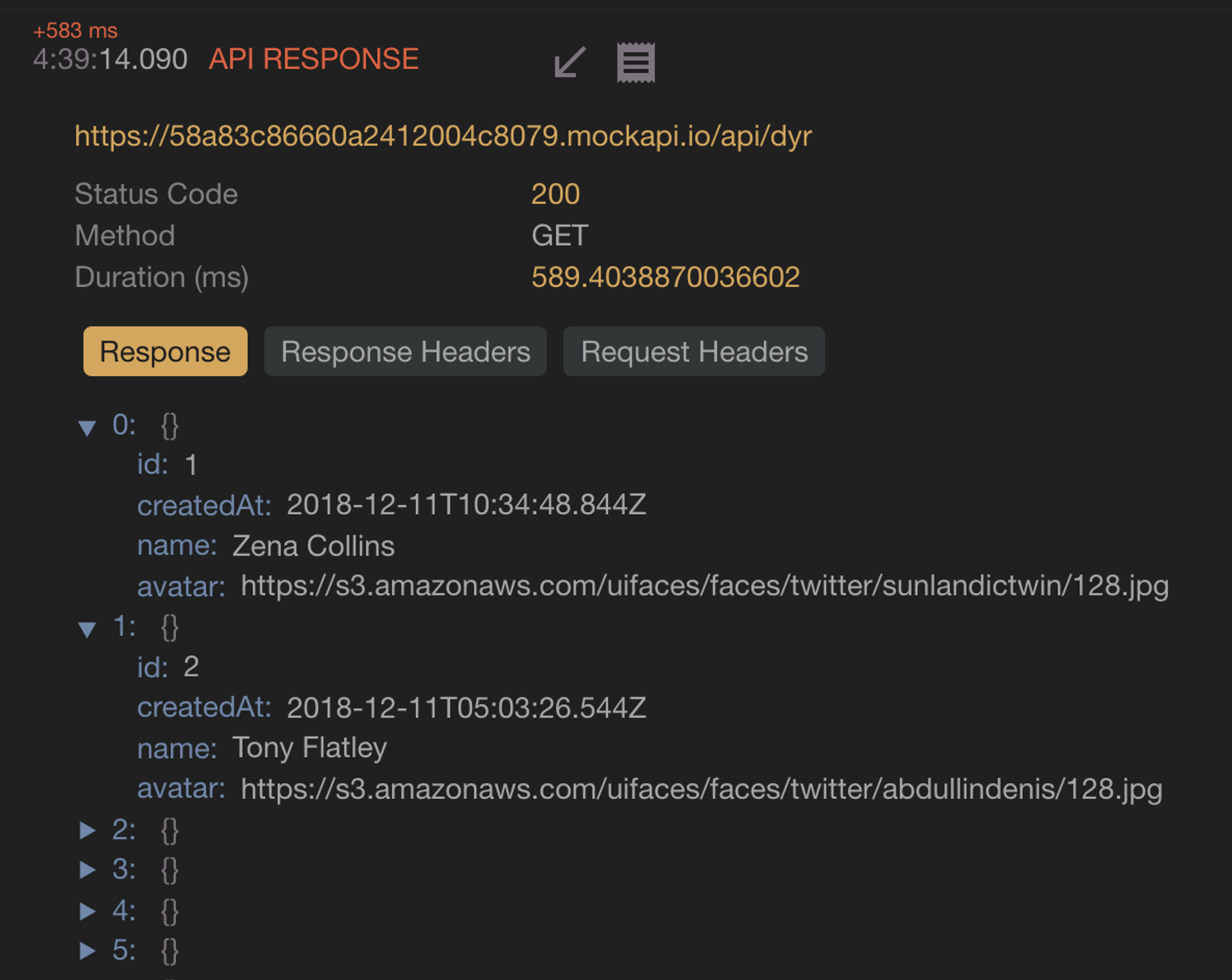 Checking API response