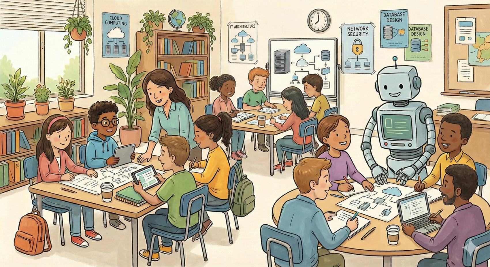 Bilde av gruppearbeid i et klasserom