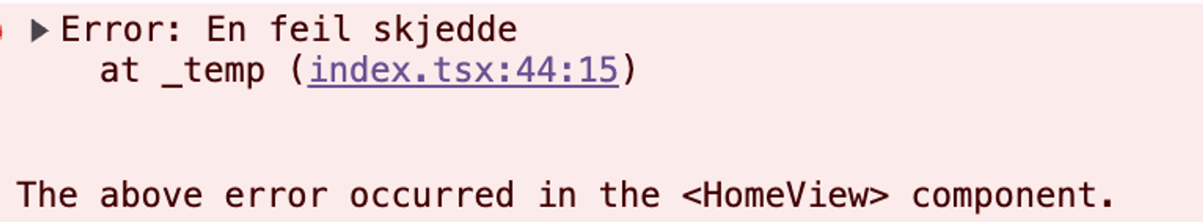 Feilmeldingen i console-en sier det skjedde noe ved "_temp" på filplassering index.tsx.