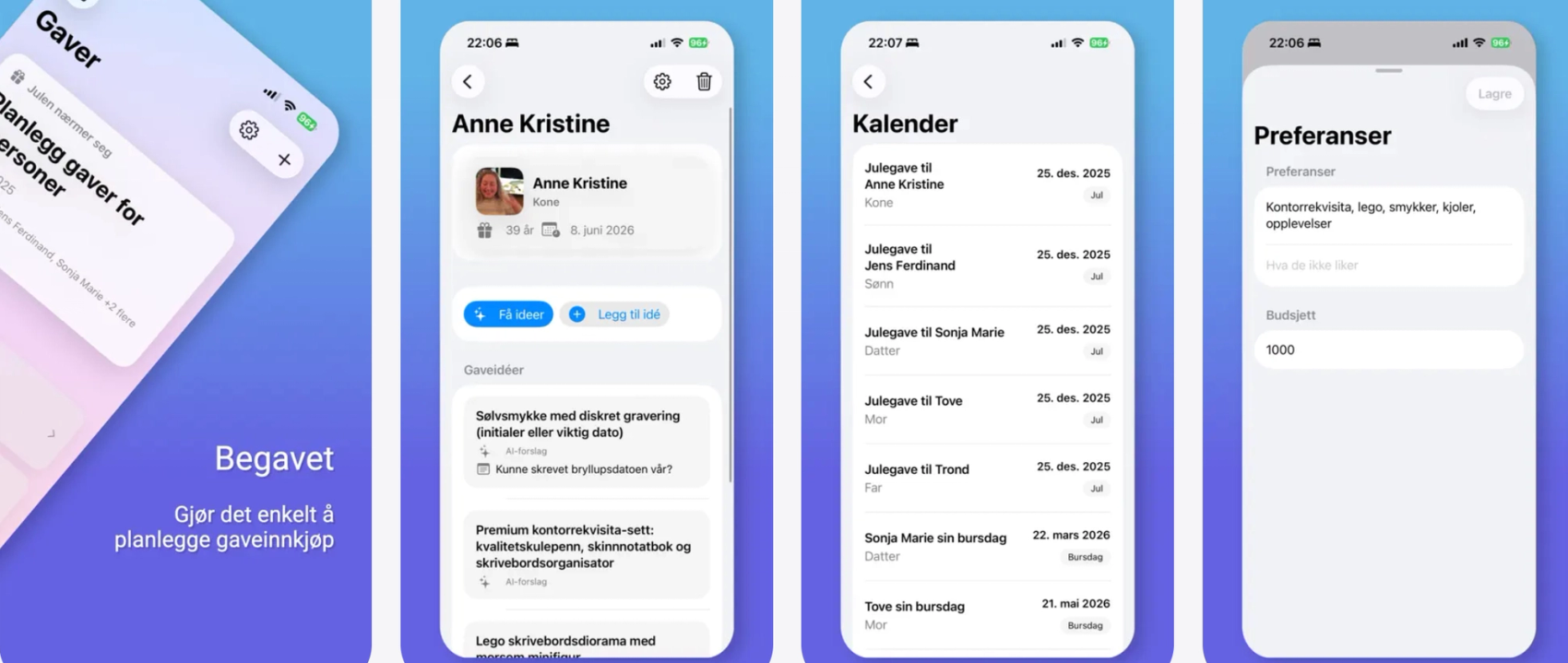 Screenshot av appen i AppStore