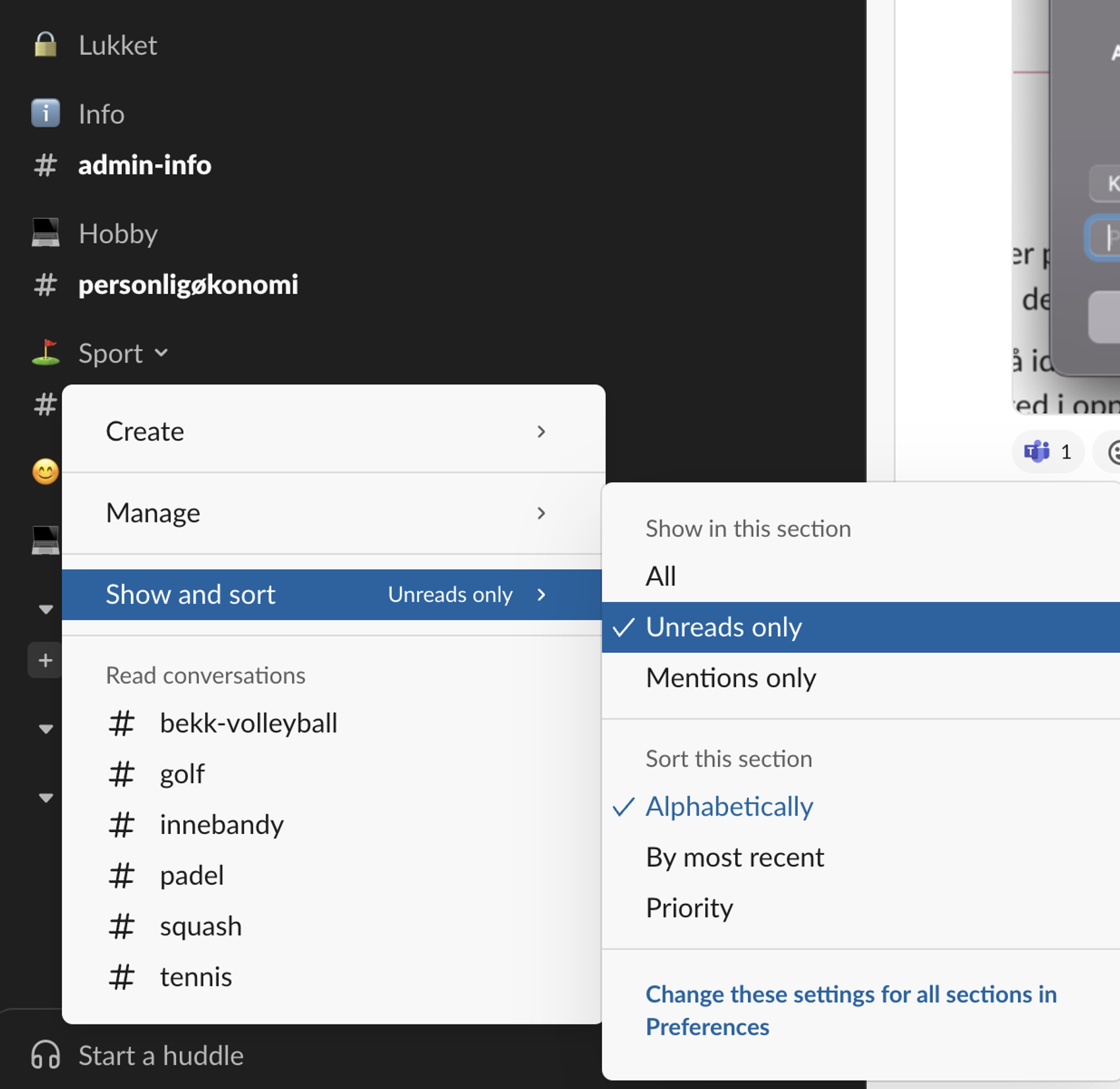 Skjermbilde fra Slack