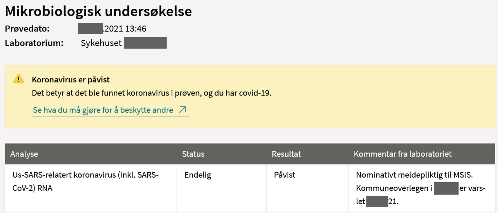 Helsenorge.no - Bilde med informasjon om at koronavirus er påvist, men ingen oppfordring til å varsle med Smittestopp.​​​​‌﻿‍﻿​‍​‍‌‍﻿﻿‌﻿​‍‌‍‍‌‌‍‌﻿‌‍‍‌‌‍﻿‍​‍​‍​﻿‍‍​‍​‍‌﻿​﻿‌‍​‌‌‍﻿‍‌‍‍‌‌﻿‌​‌﻿‍‌​‍﻿‍‌‍‍‌‌‍﻿﻿​‍​‍​‍﻿​​‍​‍‌‍‍​‌﻿​‍‌‍‌‌‌‍‌‍​‍​‍​﻿‍‍​‍​‍‌‍‍​‌﻿‌​‌﻿‌​‌﻿​​‌﻿​﻿​﻿‍‍​‍﻿﻿​‍﻿﻿‌‍​‍‌‍‌‌‌‍‍﻿‌‍‍﻿​‍﻿‌‌‍​‍‌‍﻿​‌‍﻿﻿‌‍‌﻿‌‍‌﻿​‍﻿‌‌﻿​﻿‌‍​‌‌‍﻿‍‌‍‍‌‌﻿‌​‌﻿‍‌​‍﻿‍‌﻿‌‍‌‍‌‌‌﻿​‍‌‍​﻿‌‍‌‌‌‍﻿​​‍﻿‍‌‍​‌‌﻿​​‌﻿​​​‍﻿﻿‌‍‍‌‌‍﻿‍‌﻿‌​‌‍‌‌‌‍﻿‍‌﻿‌​​‍﻿﻿‌‍‌‌‌‍‌​‌‍‍‌‌﻿‌​​‍﻿﻿‌‍﻿‌‌‍﻿﻿‌‍‌​‌‍‌‌​﻿﻿‌‌﻿​​‌﻿​‍‌‍‌‌‌﻿​﻿‌‍‌‌‌‍﻿‍‌﻿‌​‌‍​‌‌﻿‌​‌‍‍‌‌‍﻿﻿‌‍﻿‍​﻿‍﻿‌‍‍‌‌‍‌​​﻿﻿‌​﻿​​​﻿​‍​﻿‌‍​﻿​‍​﻿‌​‌‍​﻿​﻿‌‌‌‍‌‍​‍﻿‌‌‍‌‌​﻿​​​﻿​​​﻿‌﻿​‍﻿‌​﻿‌​​﻿​‌​﻿​‍​﻿​‍​‍﻿‌​﻿‍​‌‍‌​​﻿‌‍​﻿​​​‍﻿‌​﻿‌‍​﻿‌‍‌‍‌‍​﻿‍​​﻿​‍​﻿‌﻿​﻿‌‍​﻿​​‌‍​‍​﻿‌‌‌‍‌​‌‍‌​​﻿‍﻿‌﻿‌​‌﻿‍‌‌﻿​​‌‍‌‌​﻿﻿‌‌﻿​​‌‍﻿﻿‌﻿​﻿‌﻿‌​​﻿‍﻿‌﻿​​‌‍​‌‌﻿‌​‌‍‍​​﻿﻿‌‌‍​﻿‌‍﻿﻿‌‍﻿‍‌﻿‌​‌‍‌‌‌‍﻿‍‌﻿‌​​‍‌‌​﻿‌‌‌​​‍‌‌﻿﻿‌‍‍﻿‌‍‌‌‌﻿‍‌​‍‌‌​﻿​﻿‌​‌​​‍‌‌​﻿​﻿‌​‌​​‍‌‌​﻿​‍​﻿​‍​﻿‌﻿​﻿​​​﻿​‍​﻿​‌​﻿‌​​﻿​﻿‌‍​‌​﻿‌​‌‍‌‌​﻿​﻿​﻿​﻿​﻿​‌​‍‌‌​﻿​‍​﻿​‍​‍‌‌​﻿‌‌‌​‌​​‍﻿‍‌‍​‌‌‍﻿​‌﻿‌​​﻿﻿﻿‌‍​‍‌‍​‌‌﻿​﻿‌‍‌‌‌‌‌‌‌﻿​‍‌‍﻿​​﻿﻿‌‌‍‍​‌﻿‌​‌﻿‌​‌﻿​​‌﻿​﻿​‍‌‌​﻿​﻿‌​​‌​‍‌‌​﻿​‍‌​‌‍​‍‌‌​﻿​‍‌​‌‍‌‍​‍‌‍‌‌‌‍‍﻿‌‍‍﻿​‍﻿‌‌‍​‍‌‍﻿​‌‍﻿﻿‌‍‌﻿‌‍‌﻿​‍﻿‌‌﻿​﻿‌‍​‌‌‍﻿‍‌‍‍‌‌﻿‌​‌﻿‍‌​‍﻿‍‌﻿‌‍‌‍‌‌‌﻿​‍‌‍​﻿‌‍‌‌‌‍﻿​​‍﻿‍‌‍​‌‌﻿​​‌﻿​​​‍‌‍‌‍‍‌‌‍‌​​﻿﻿‌​﻿​​​﻿​‍​﻿‌‍​﻿​‍​﻿‌​‌‍​﻿​﻿‌‌‌‍‌‍​‍﻿‌‌‍‌‌​﻿​​​﻿​​​﻿‌﻿​‍﻿‌​﻿‌​​﻿​‌​﻿​‍​﻿​‍​‍﻿‌​﻿‍​‌‍‌​​﻿‌‍​﻿​​​‍﻿‌​﻿‌‍​﻿‌‍‌‍‌‍​﻿‍​​﻿​‍​﻿‌﻿​﻿‌‍​﻿​​‌‍​‍​﻿‌‌‌‍‌​‌‍‌​​‍‌‍‌﻿‌​‌﻿‍‌‌﻿​​‌‍‌‌​﻿﻿‌‌﻿​​‌‍﻿﻿‌﻿​﻿‌﻿‌​​‍‌‍‌﻿​​‌‍​‌‌﻿‌​‌‍‍​​﻿﻿‌‌‍​﻿‌‍﻿﻿‌‍﻿‍‌﻿‌​‌‍‌‌‌‍﻿‍‌﻿‌​​‍‌‌​﻿‌‌‌​​‍‌‌﻿﻿‌‍‍﻿‌‍‌‌‌﻿‍‌​‍‌‌​﻿​﻿‌​‌​​‍‌‌​﻿​﻿‌​‌​​‍‌‌​﻿​‍​﻿​‍​﻿‌﻿​﻿​​​﻿​‍​﻿​‌​﻿‌​​﻿​﻿‌‍​‌​﻿‌​‌‍‌‌​﻿​﻿​﻿​﻿​﻿​‌​‍‌‌​﻿​‍​﻿​‍​‍‌‌​﻿‌‌‌​‌​​‍﻿‍‌‍​‌‌‍﻿​‌﻿‌​​‍​‍‌﻿﻿‌