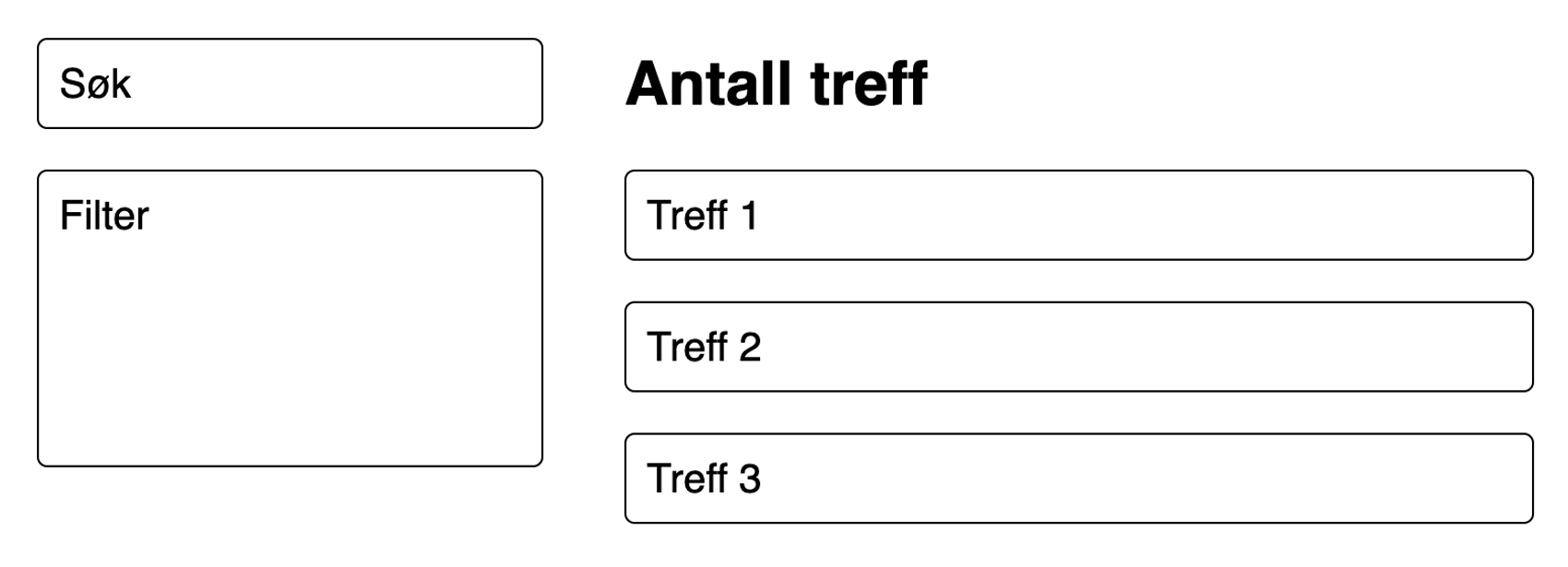Layout for søk og filter