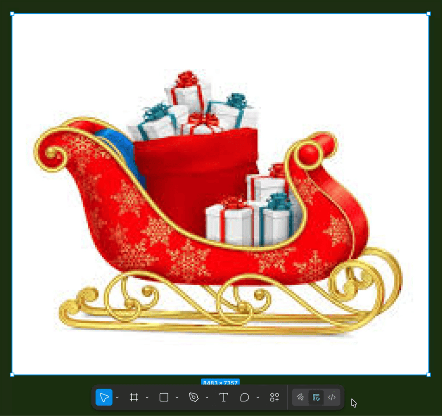 En loopende GIF som viser hvordan man kan forbedre oppløsningen på et bilde i Figma