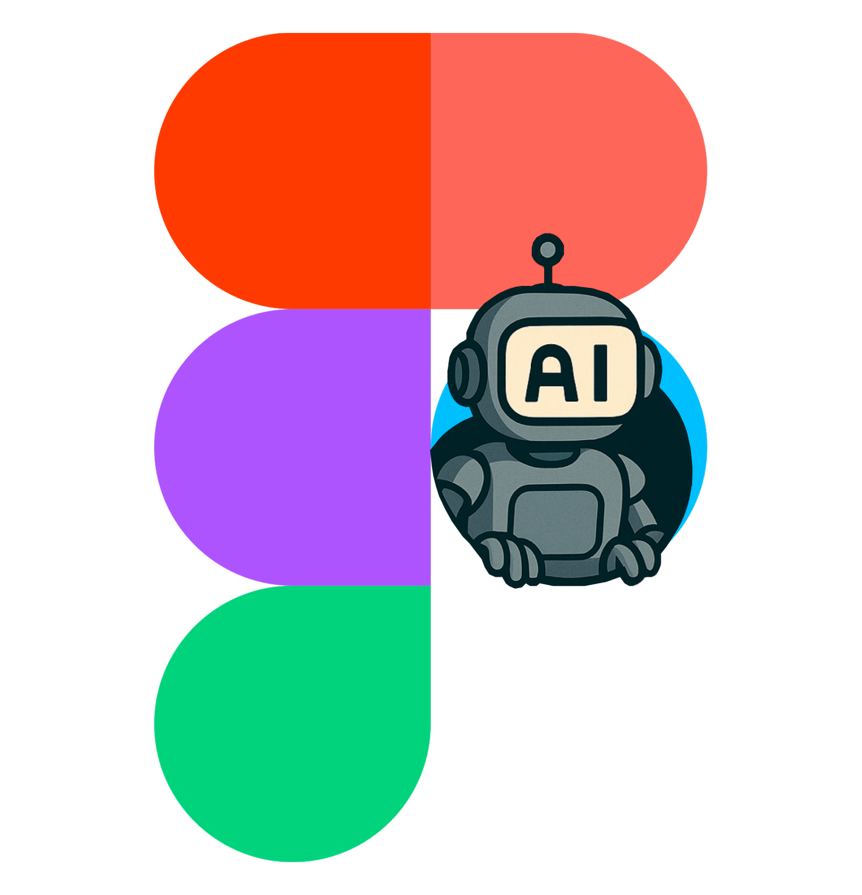 Figma logo med en liten AI-robot som titter ut