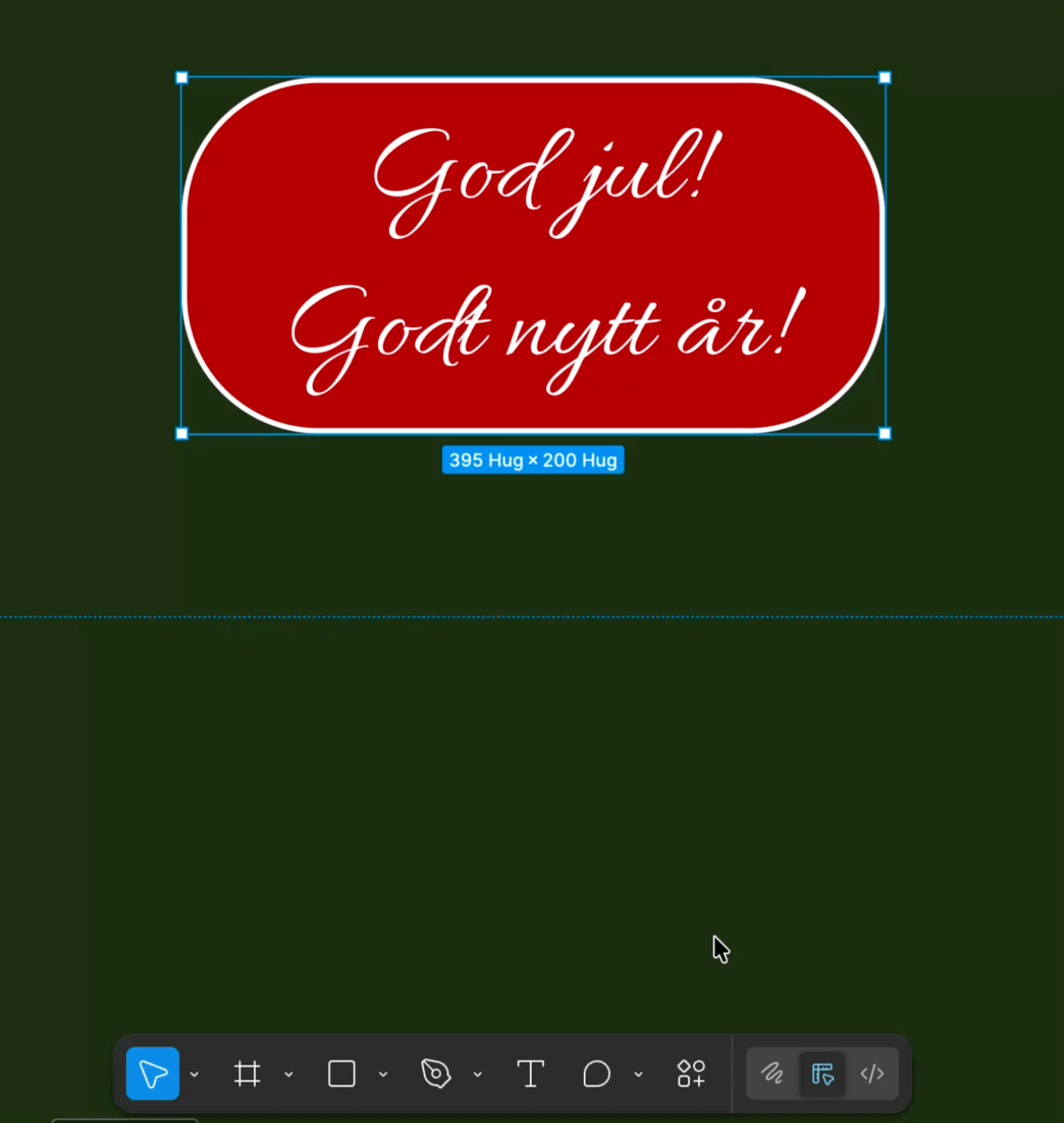 En loopende GIF som viser hvordan man oversetter teksten «God jul» til spansk i Figma