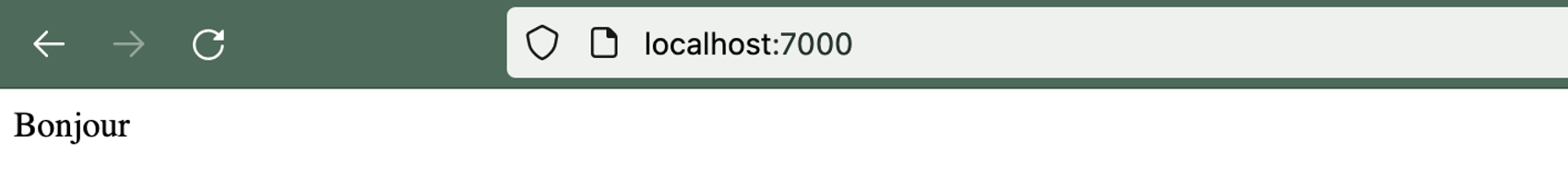 Webpage displaying "Bonjour"