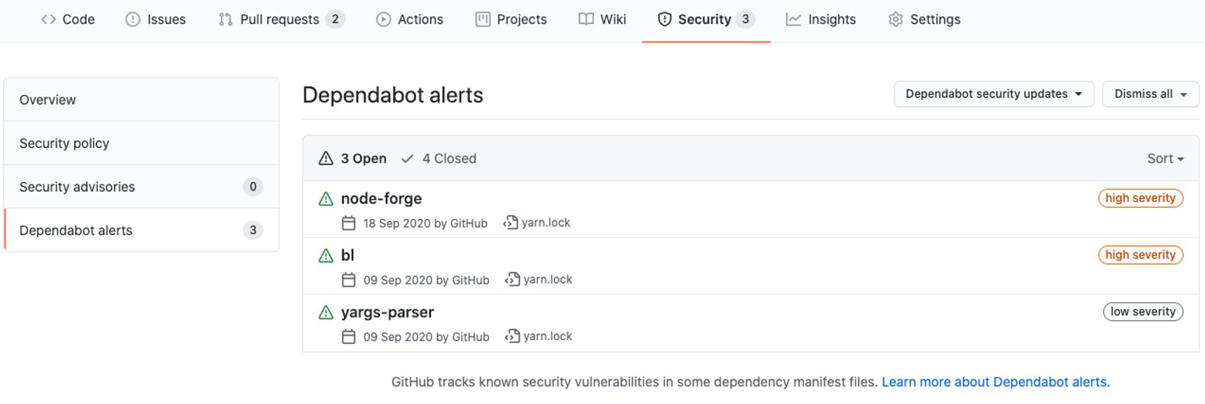 Security: Dependabot alerts