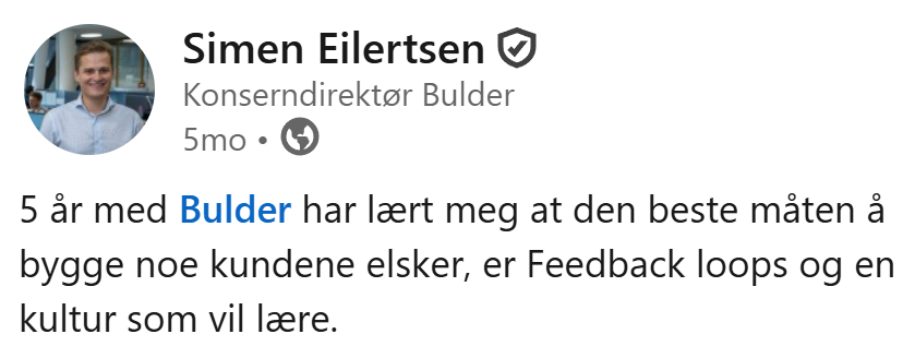 Simen Eilertsen om kundefokus og læring i Bulder