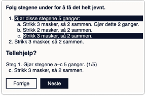 Skjermbilde. Viser tellehjelpen.
