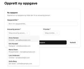 Skjema med Select med valg av personer