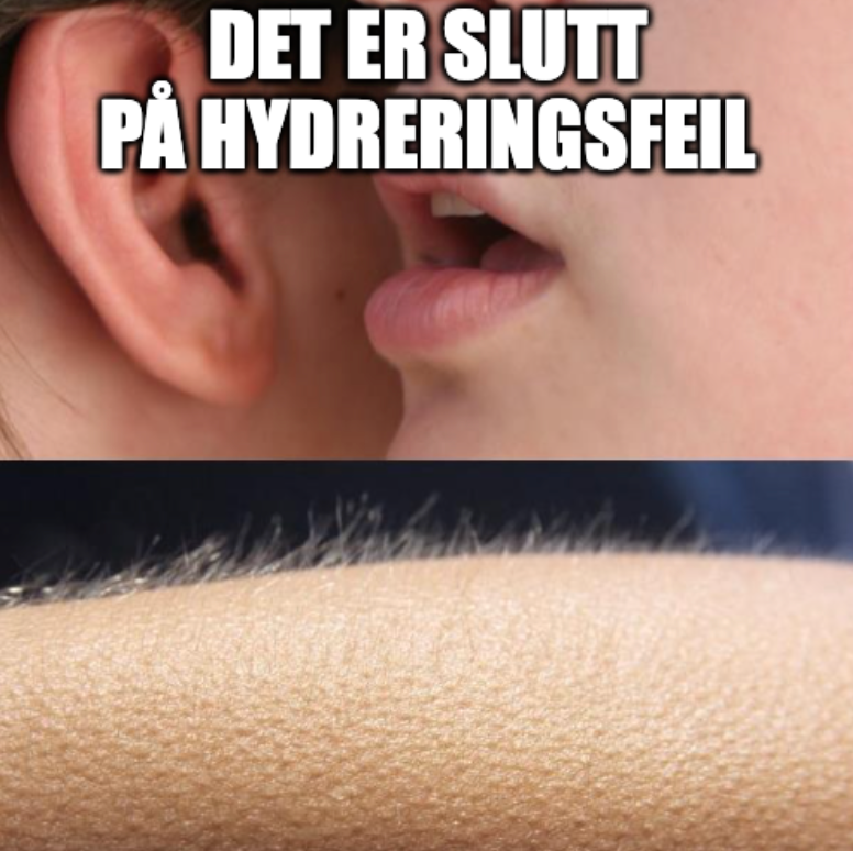 kvinne hvisker i manns øre: det er slutt på hydreringsfeil. Han får gåsehud