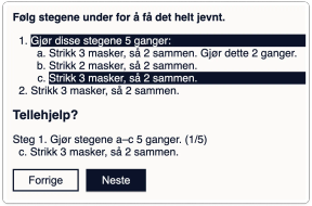 Skjermbilde. Viser tellehjelpen.