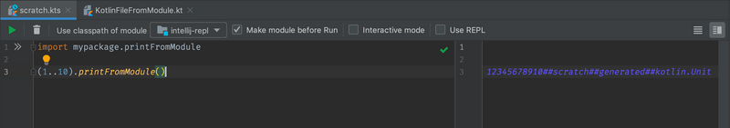 Referencing functionality from a project module from within a scratch file, in the IntelliJ IDEA Community Edition