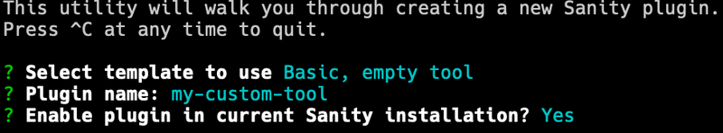 Generating a new plugin using "sanity init plugin"
