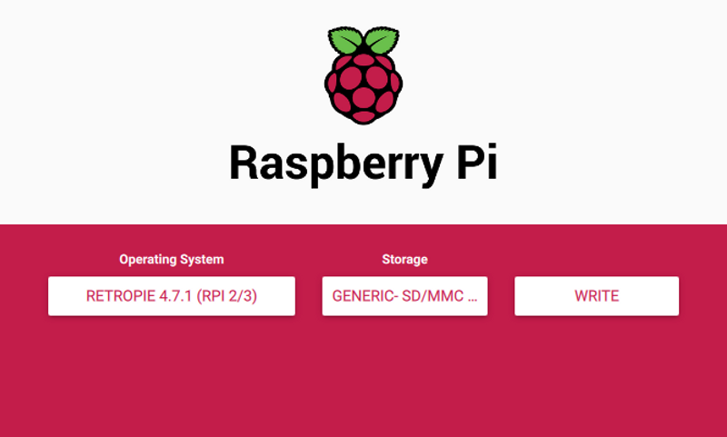 bilde av rasberry pie installering, valgt operativsystem og lagringsmedie