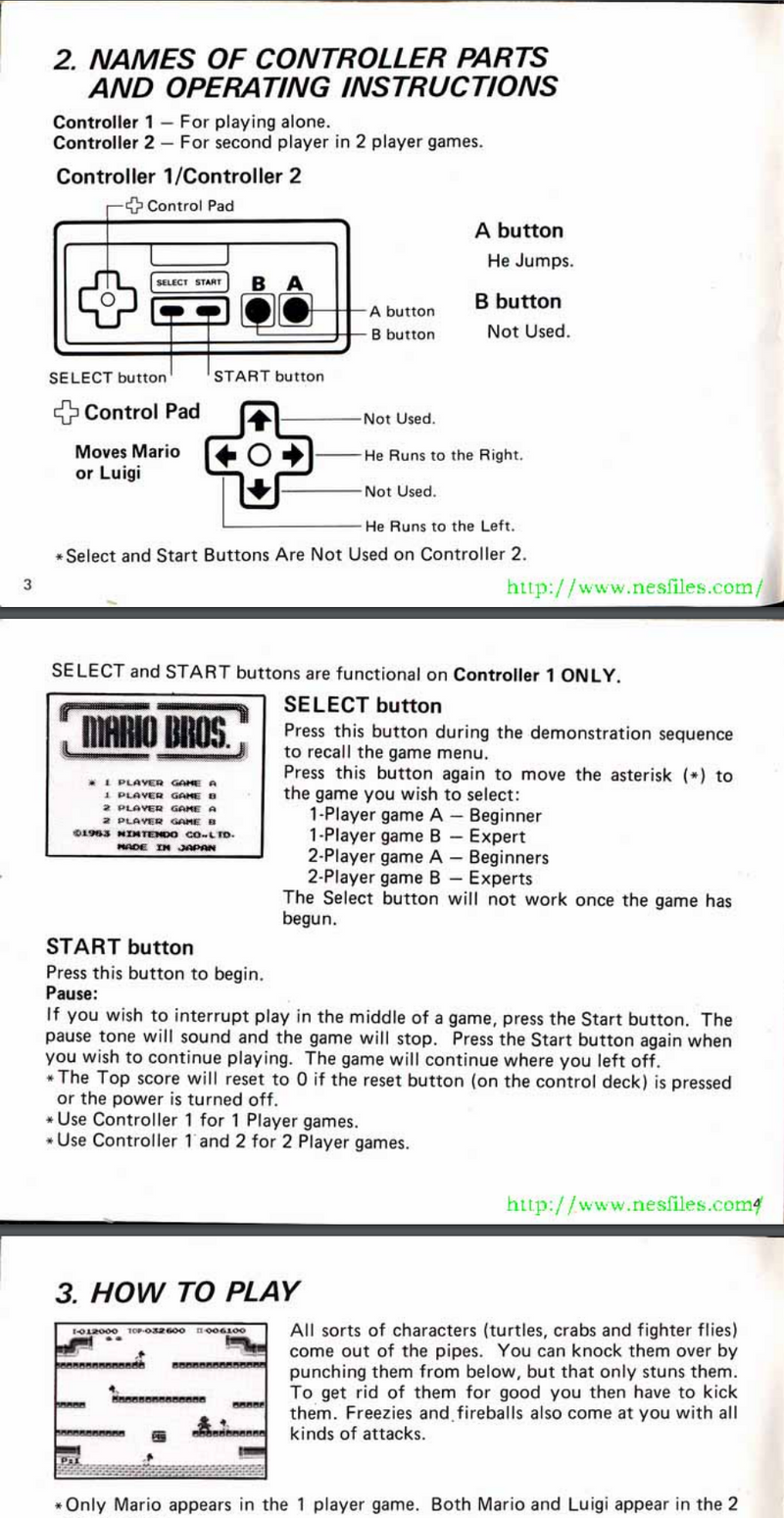 Game manual fra Nintendo
