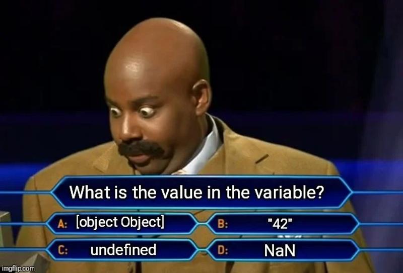 Who wants to be a millionaire, but it's JavaScript