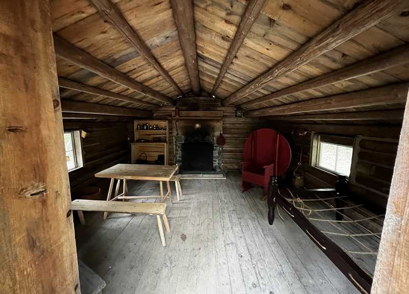 Interior view of Settlers Cabin.