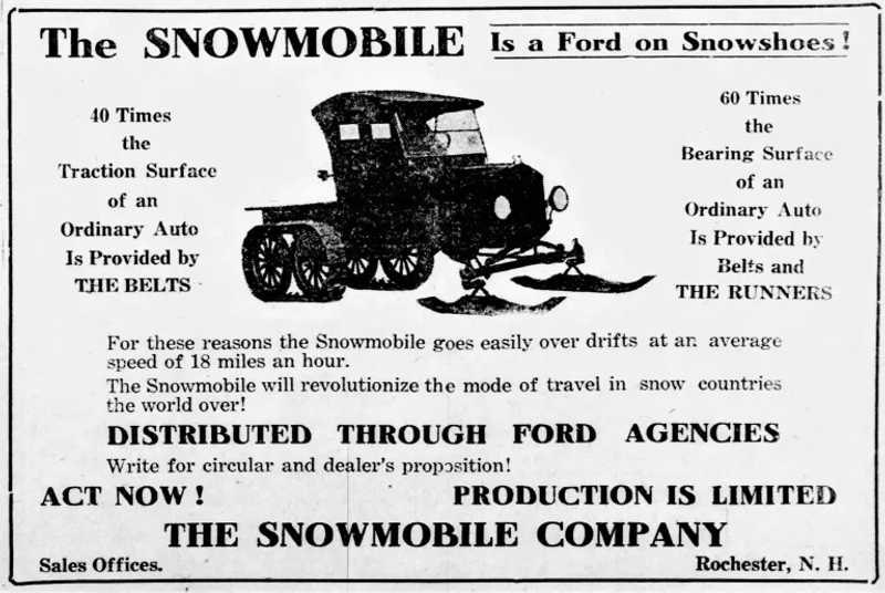 Snowmobile Company advertisement from the 1020s. 