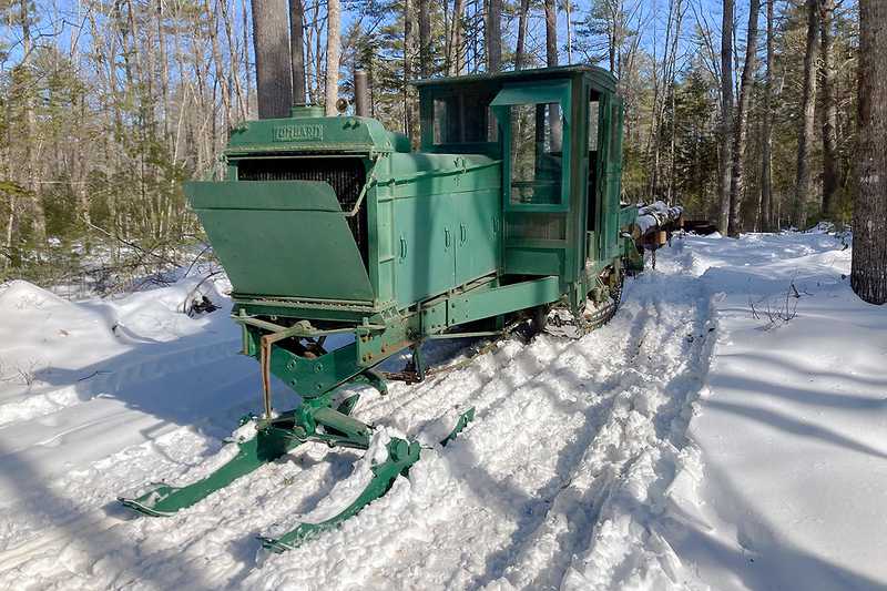 1934 Lombard hauling sleds at museum winter event