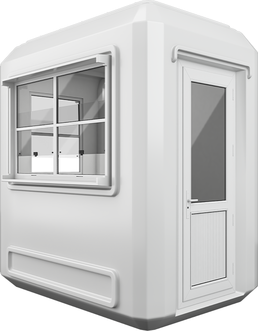 GRP Cabin 7ft × 5ft (1.50m × 2.15m), three-quarter view from the left