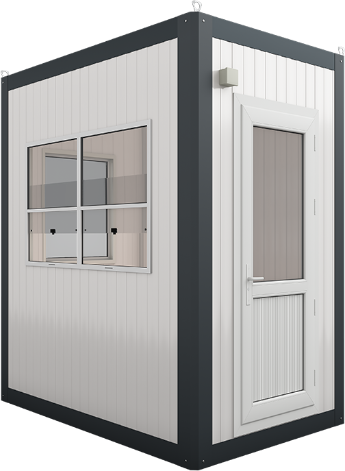 Insulated Panel Cabin 7ft × 4ft (1.35m × 2.10m), three-quarter view from the left