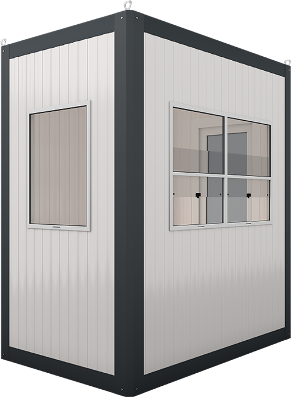 Insulated Panel Cabin 7ft × 4ft (1.35m × 2.10m), three-quarter view from the right